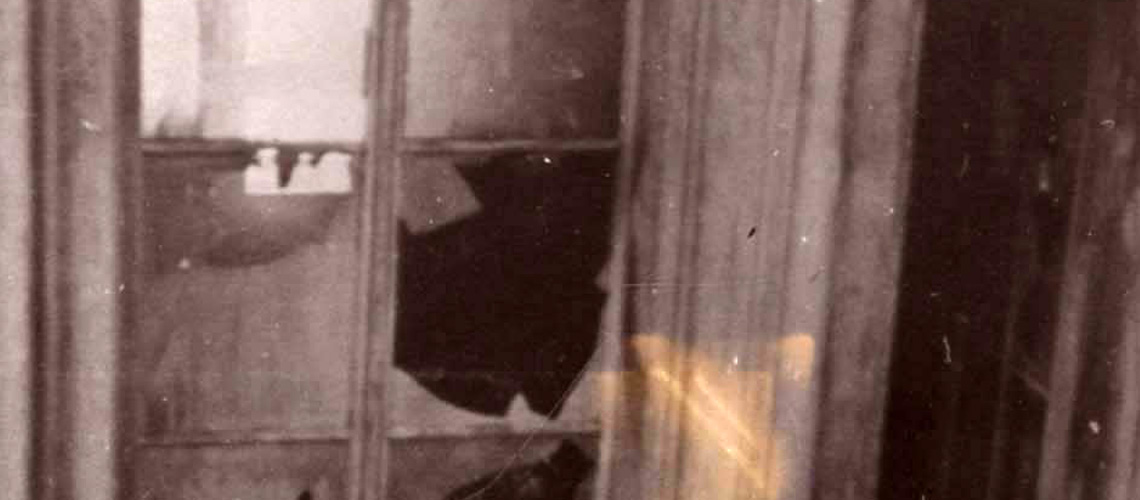 Synagogue windows that were smashed during the Kristallnacht pogrom in Vienna, 9-10 November 1938. This is probably the Hietzing Synagogue, dedicated in 1904 in the 13th District of Vienna