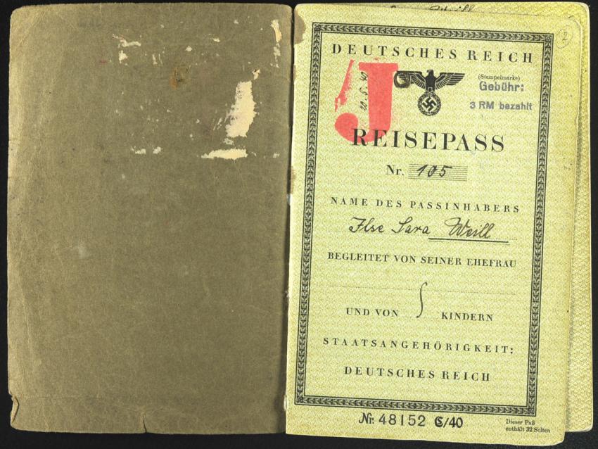 Ilse Sara Weill's German passport, issued on the 20th of May 1940. Weill was born in Würzburg in 1899. In 1941 she immigrated to the USA via Shanghai.