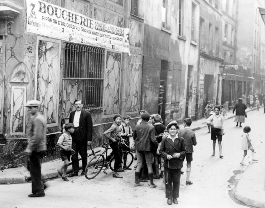 Children in the street in the Jewish Quarter, Paris, France, prewar