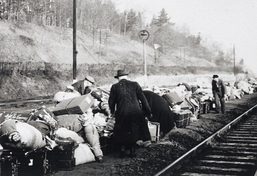 24 March 1942, Items belonging to the Jews at the Kitzingen train station prior to the Jews deportation.