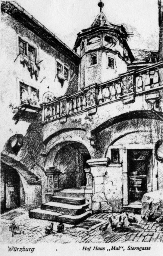 Würzburg – drawing of the Mai family’s house, Prewar.