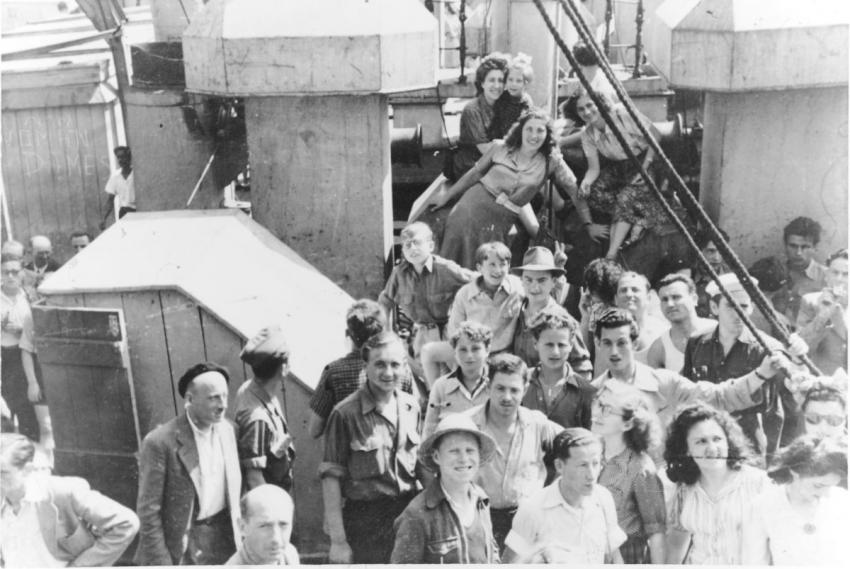 Paul Reichman (Pinchas Ben Shaul) on board the &quot;Mataroa&quot; headed for Eretz Israel (Mandatory Palestine) after the war