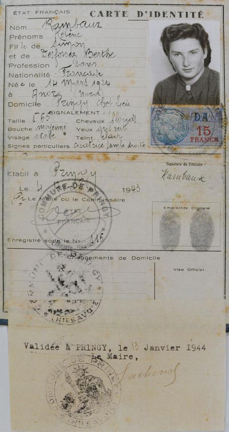 Hilda's fake identity card under the false name Helene Rambaux