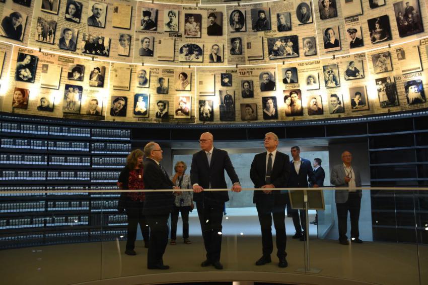 Peter Dutton visits Yad Vashem's Hall of Names with Yad Vashem Chairman Dani Dayan