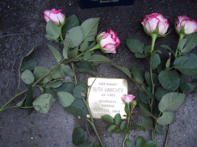 A Stolperstein bearing the name of Ruth Fanny Hanover in Würzburg
