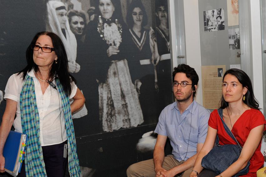 Jonathan Safran Foer and Nicole Krauss, guided by Yehudit Shendar (left) Deputy Director of the Museums Division at Yad Vashem, during a tour of the Holocaust History Museum