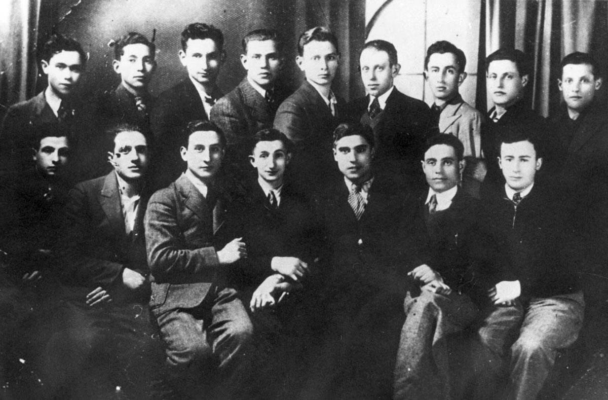 David Farfel and members of the Maccabi youth movement in Nieśwież, prewar