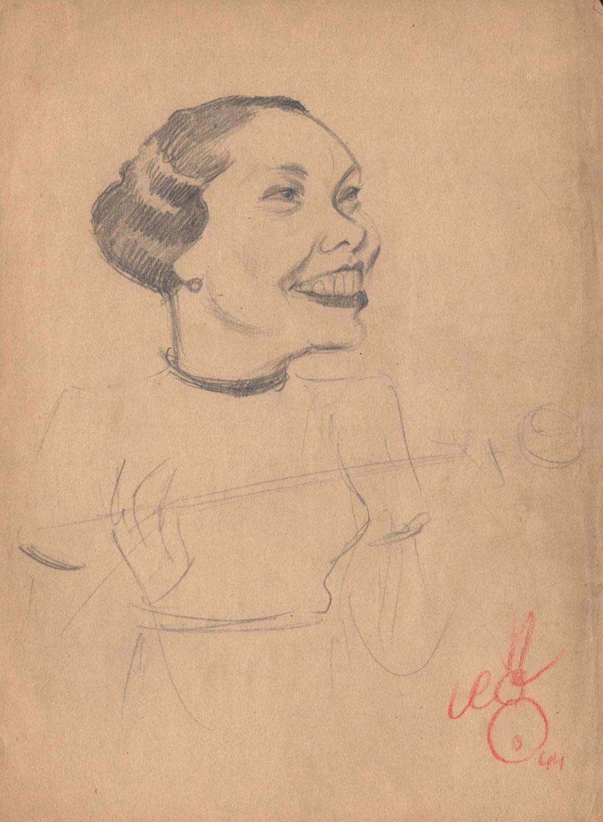 Leo Haas (1901-1983), Portrait of a Woman, Theresienstadt Ghetto, 1944