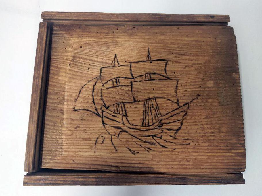 Wooden box that Susanna Schick received on her 15th birthday, from friends with whom she sailed from Vienna on the Danube, on her way to Eretz Israel.