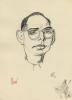 לאו האס (1901-1983), דיוקן גבר מרכיב משקפיים, גטו טרזיינשטט,  1943