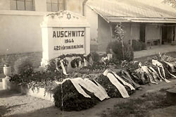 Békésgyula, Magyarország. Az Auschwitzban legyilkoltak emléktáblája