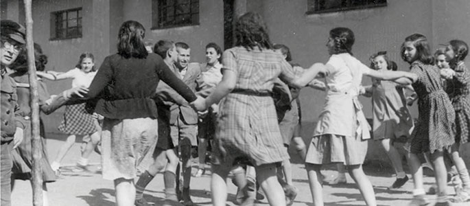 School children, the Sered forced labor camp, Slovakia