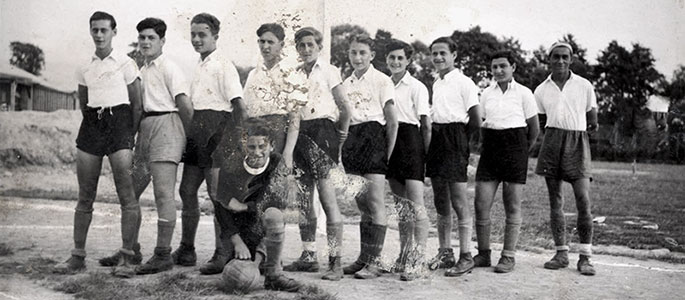 The soccer team of the Jewish youth in the Nováky forced labor camp, Slovakia