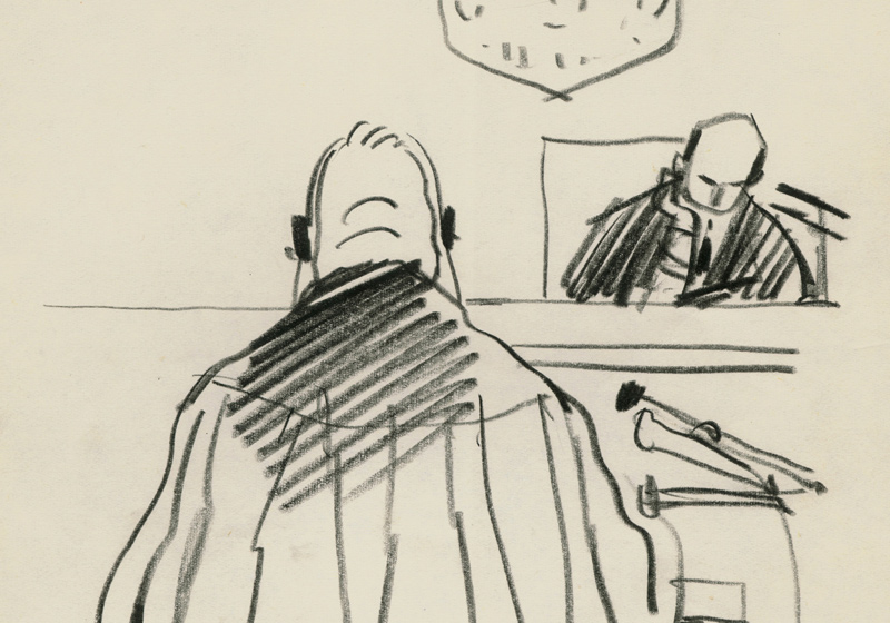 Abogado Dr. Robert Servatius en la sala del tribunal, 1961
