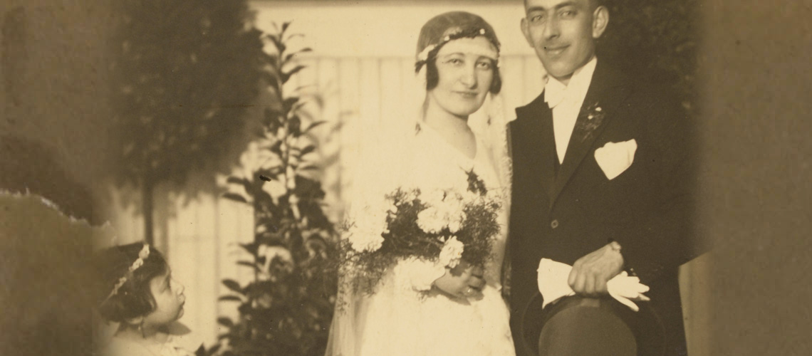 Markus Stern und Käthchen Kahnlein-Stern an ihrem Hochzeitstag 1933. Foto übergeben an Yad Vashem von Lore (Stern) Mayerfeld