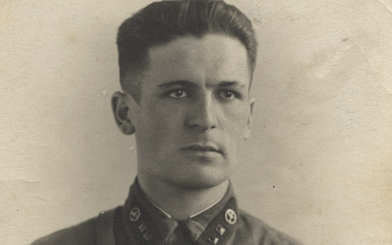 Yuri Lubyarski in Red Army uniform, two months before he fell in battle in the Kharkov region, Ukraine, 28 March 1942