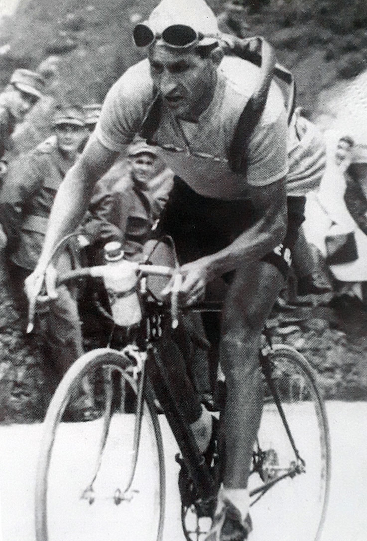Gino Bartali during the Tour de Suisse, 1946